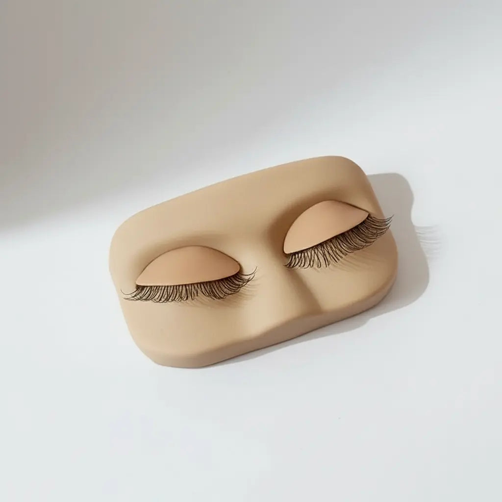 Tête d'entraînement pour extensions de cils - Fond gris clair