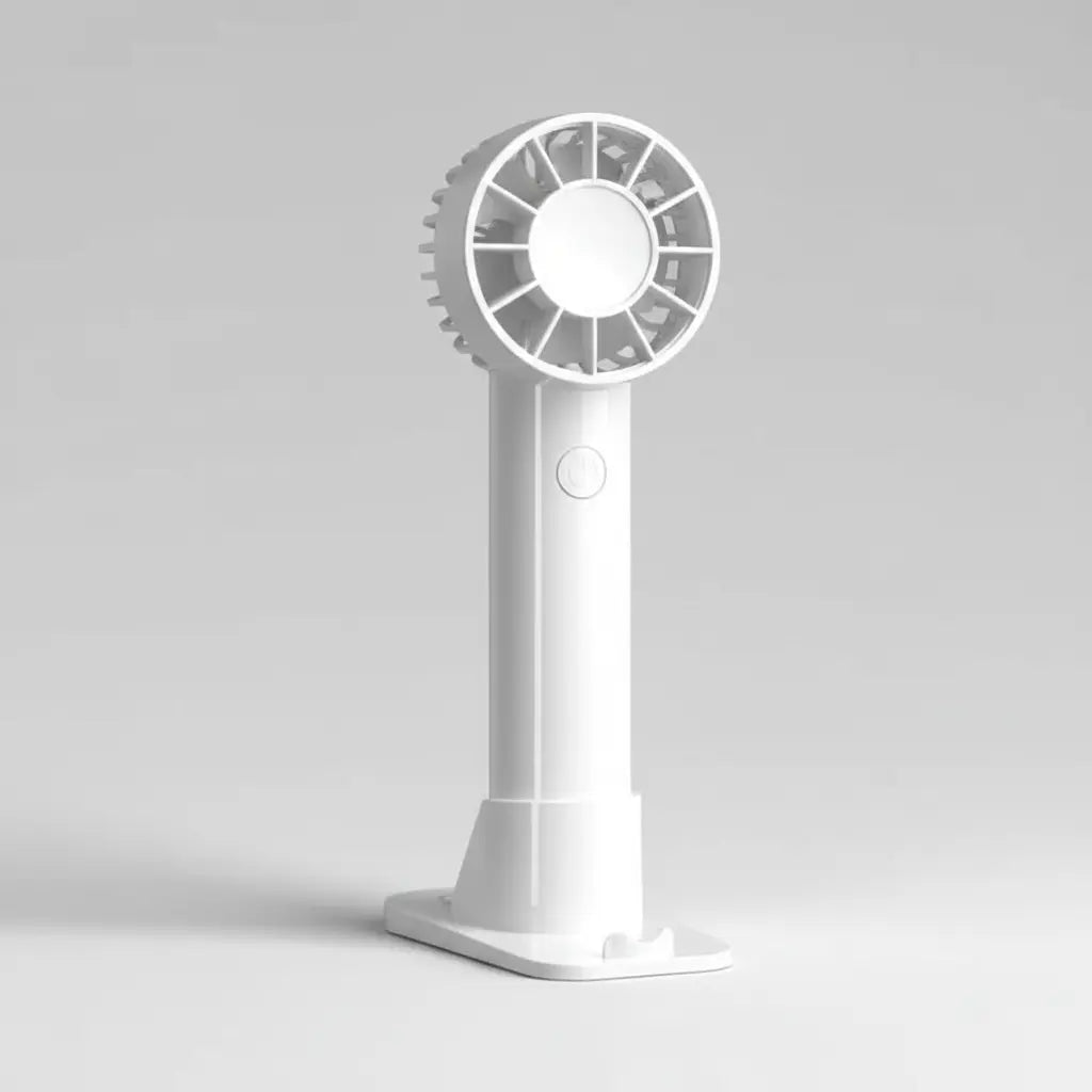 Ventilateur portable blanc - Fond gris clair